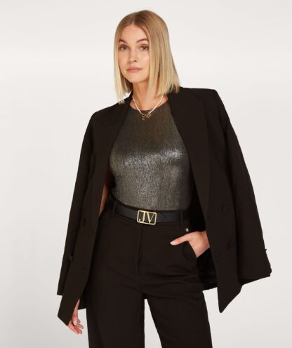 Josh V - LAUREN slim fit body in metallic - black gold - Afbeelding 2