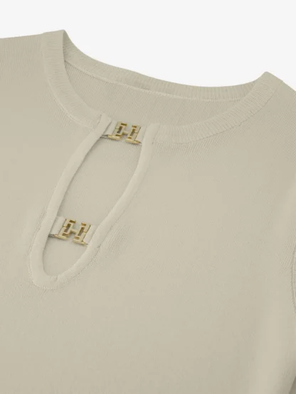 Fifth House - Geribde Top Met cut-out Details en Logo gespen Glaze Top - Afbeelding 3