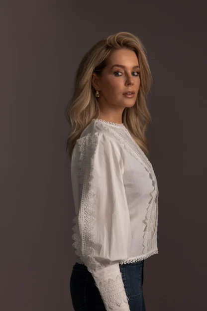 Fifth House -  Blouse met broderie en ballonmouwen Geneve Blouse - Afbeelding 3