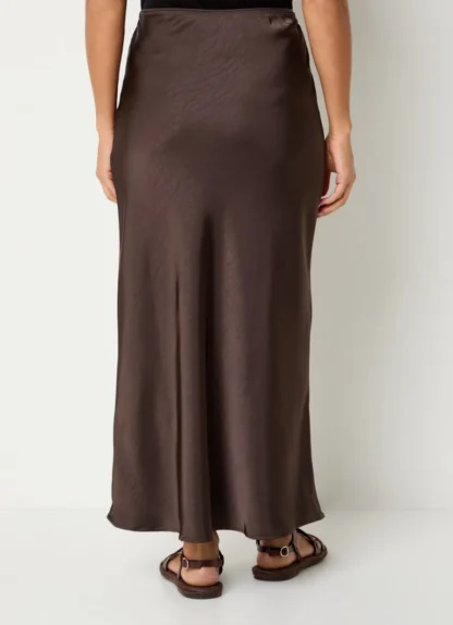 Neo Noir Visckey Maxi Rok Satin Donker Bruin - Afbeelding 3