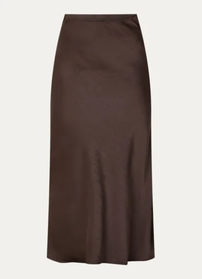 Neo Noir Visckey Maxi Rok Satin Donker Bruin - Afbeelding 4