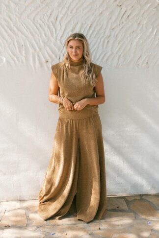 Bolina Island Carino Flare Broek Golden Glitter